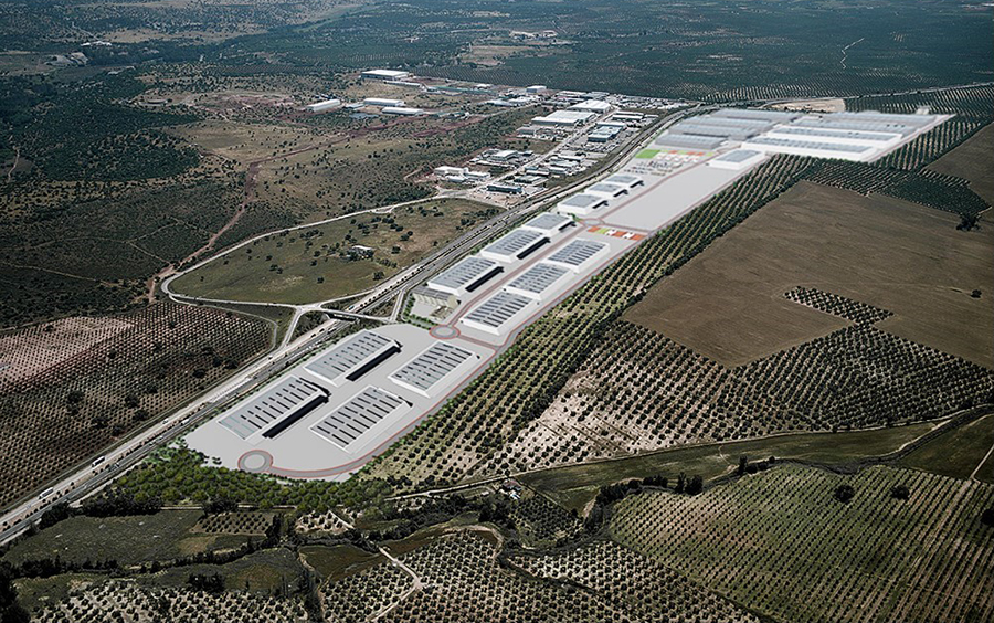 Vista aérea del centro de transportes de Guarromán (Jaén)